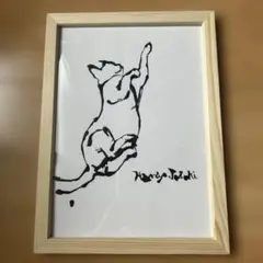 猫 イラスト アートフレーム 木製額縁入り