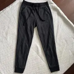UNIQLO ブラック ストライプ ジョガーパンツ S 裏起毛