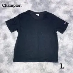 チャンピオン Vネック Tシャツ ロゴ付き Lサイズ ブラック
