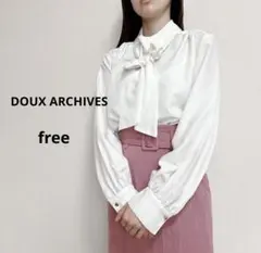 DOUX ARCHIVES レディース　ボウタイブラウス　白　フリーサイズ
