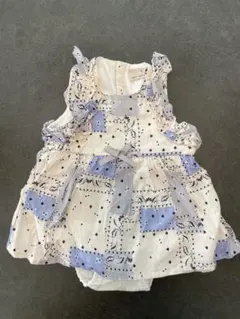 【petit main】新品未使用　花柄ワンピース ブルー サイズ70