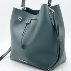 アニエスベー ボヤージュ ショルダーバッグ グリーン 牛革 レザー 巾着 