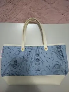 【PAUL&JOE】【猫柄】宇宙柄 猫 トートバッグ ライトブルーのサムネイル