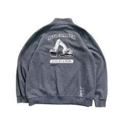 7TSM1 バックプリント　ハーフジップ　スウェット　ダークグレー　古着