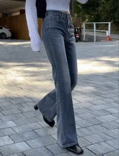 DAZY レディース ウォッシュ加工 フレアジーンズ、フレアデニム