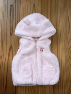 フード付きベビーベスト ピンク