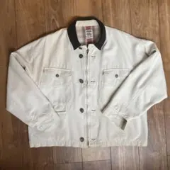 SUPRALUCKY ホワイト　コットンジャケット　古着　ジップアップ　ボタン