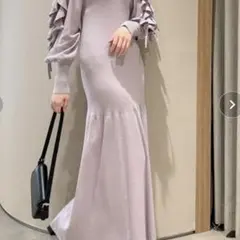 dazzlin フリルスリーブダブルリボンニットワンピース　パープル
