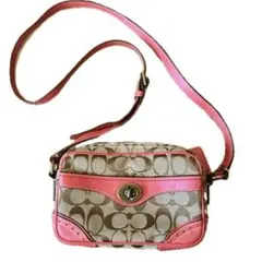 COACH コーチ シグネチャー ショルダーバッグ　キャンバス×レザー