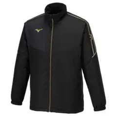 ミズノ ブレスサーモ 中綿 ウォーマージャケット ブラック×ゴールド XL