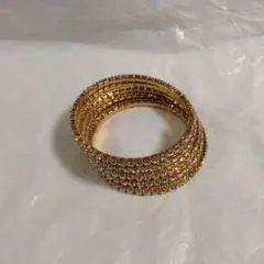 ゴールドカラー　５連　ラインストーン　ブレスレット