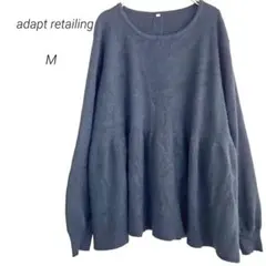 アダプトリテイリング セーター ニット ブラック M ゆったり パール フレア