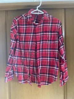 フランネルシャツ/赤チェック柄長袖シャツ