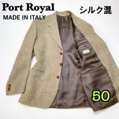 美品★テーラードジャケット　ヘリンボーンツイード　イタリア製　ブラウンL(594