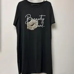 SHEIN Tシャツ ブラック レオパード リッププリント XL