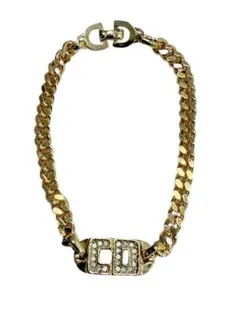 美品・ディオール CDロゴ ストーン ブレスレット ゴールド