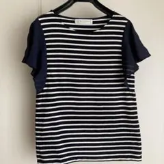 ユナイテッドアローズ 白×紺 ボーダー 半袖 Tシャツ カットソー 日本製のサムネイル