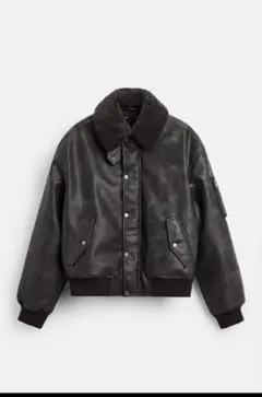ZARA フェイクレザー 取り外し可能な襟付きジャケット 24AW