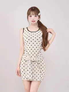 ウエストマークドットニットミニワンピース　darich