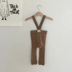 サスペンダー付き　リブレギンス　新品　ベビー　ストレッチ　シルエット◎