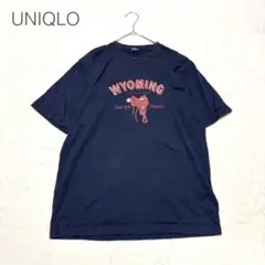 ユニクロ プリントTシャツ ネイビー M カジュアル ユニセックス シンプル