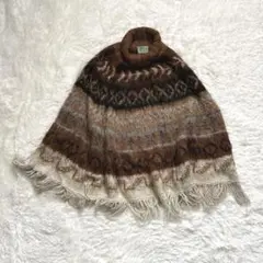 70s-80sヴィンテージボリビア製アルパカ100%タートルネックニットポンチョ
