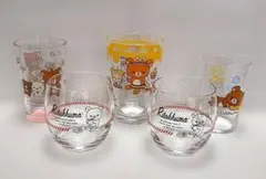 リラックマ　ガラスコップ4種（5個セット）平成レトロ　希少【美品】