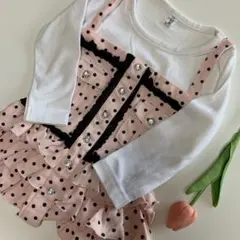 エドウィン Tシャツ カットソー ドッキング ピンク 90~100 ドット 長袖