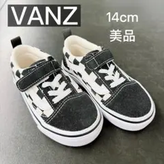 VANZ チェック柄 スニーカー 14cm バンズ キッズ 幼児 黒 ブラック