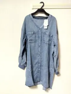 GLOBAL WORK エアリーリラックスデニム羽織りチュニックワンピース