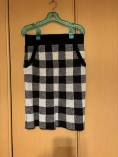 チェック　ニットスカート