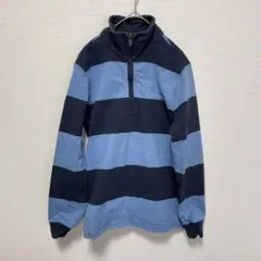 L.L.Bean ボーダー ハーフジップ スウェット ブルー系 Sサイズ