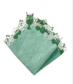 近沢レース　シーズンタオルハンカチ　 クリームソーダ　グリーン