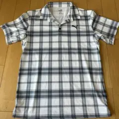 PUMA ポロシャツ チェック柄 ホワイト メンズ M