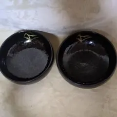 黒い光沢のあるボウル2個セット