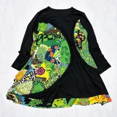 希少✨トクコプルミエヴォル チュニック ワンピース 変形デザイン 総柄 派手