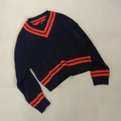 ✨ HARE ハレ ✨ 長袖 リブニット セーター トップス Vネック ネイビー