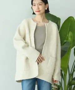 アメリカンホリック Wフェイスラグランニットコーディガン ライトベージュ