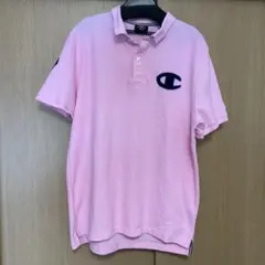 Champion ピンク ポロシャツ Cロゴ Oサイズ