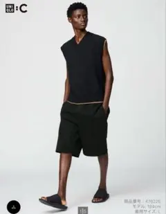 UNIQLO C スウェットワイドショーツ　ブラックMサイズ