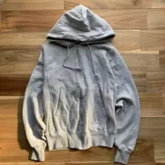 Champion リバースウィーブ フルジップパーカー 完全目なし グレー XS