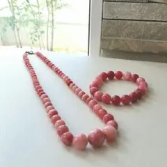 値下げ！ピンク珊瑚風　ネックレス　ブレスレット　セット