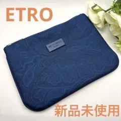 新品未使用❣️ ETRO エトロ キャンバスマルチケース 化粧ポーチ小物入れブルーのサムネイル