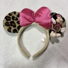 ミニー　カチューシャ　ヒョウ柄　ディズニー　レオパード　マスコット付き