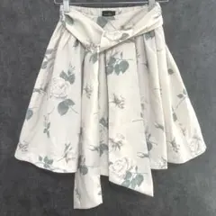 evelyn スカート 花柄 フレア リボン付 上品 清楚 春夏 Fのサムネイル