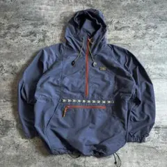 ノ*ン様 L.L.Bean ナイロンアノラック フィッシュロゴ 青×柄テープレデ