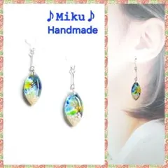 No.1068-D 海☆クラゲ☆レジン☆星の砂☆ピアス・イヤリング - メルカリ