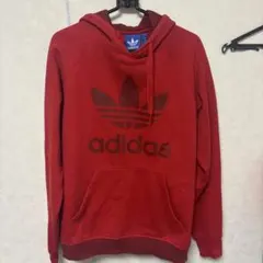 adidas レッド フード付きパーカー UK S