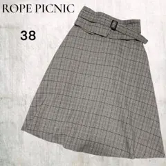 ロペピクニック　膝丈フレアスカート　38 チェック柄　ベルト付き　2WAY