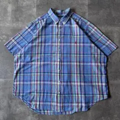 90s Ralph Lauren 半袖BDシャツ 刺繍ロゴ マドラス A192